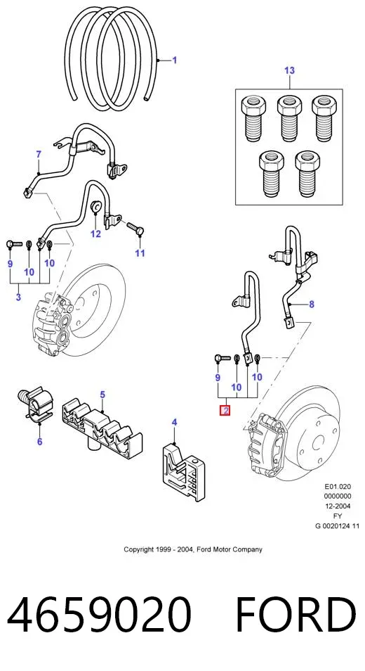 Шланг тормозной передний левый 4659020 Ford
