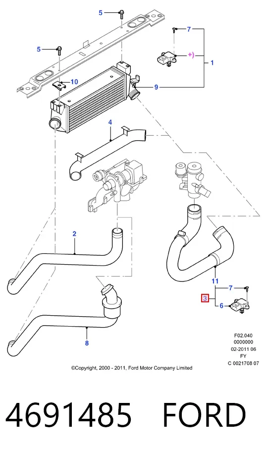 Патрубок интеркулера 4691485 Ford