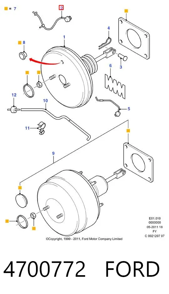 Шланг (патрубок) вакуумного насоса 4700772 Ford