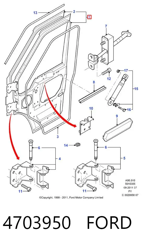 Дверь передняя правая 4703950 Ford