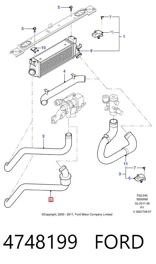 Патрубок интеркулера 4748199 Ford