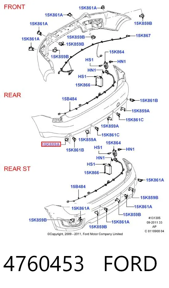 Парктроники задние 4760453 Ford