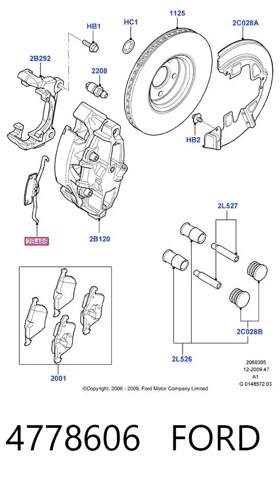 Пружинная защелка суппорта 4778606 Ford