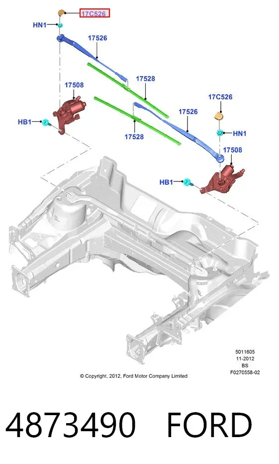 Заглушка гайки крепления поводка переднего дворника 4873490 Ford