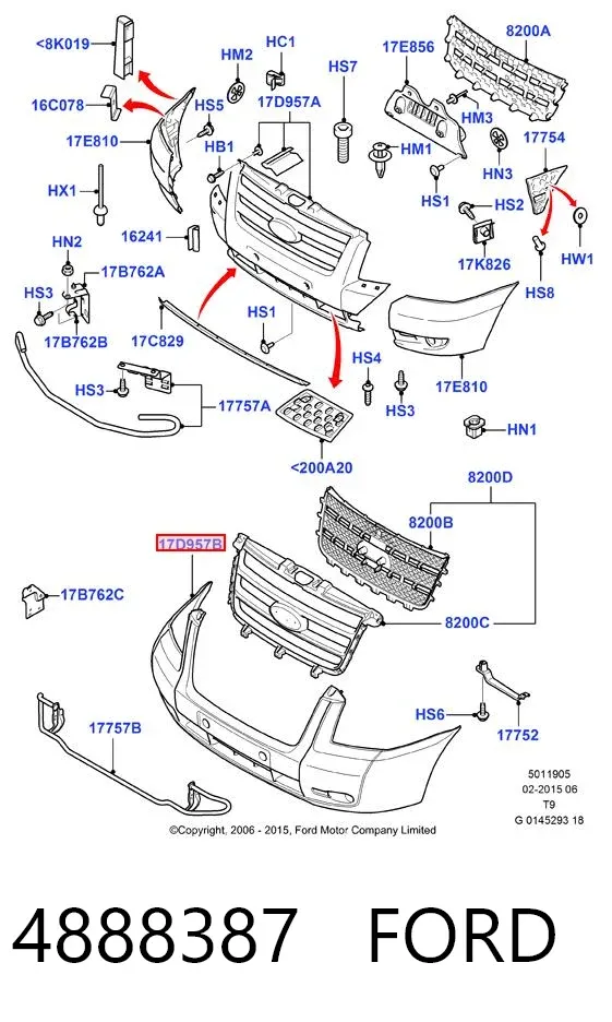 Передний бампер 4888387 Ford