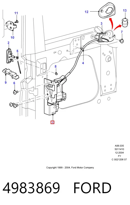 Замок водительской двери 4983869 Ford