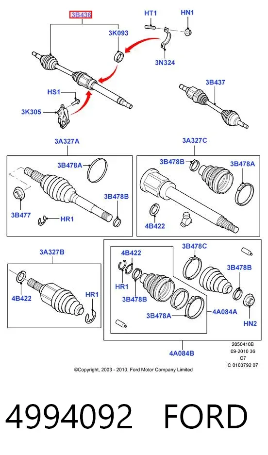 Правая полуось 4994092 Ford