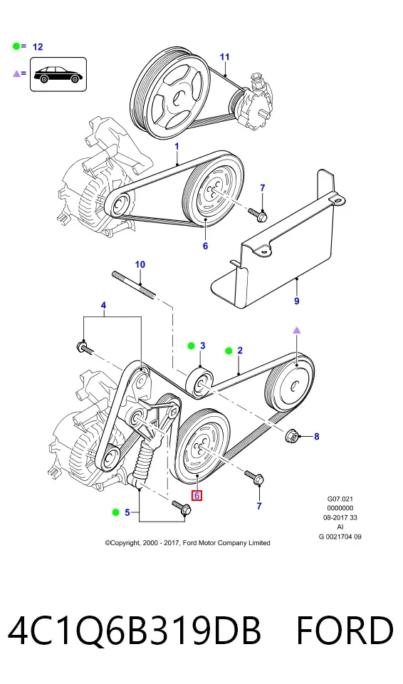 Шкив коленвала 4C1Q6B319DB Ford