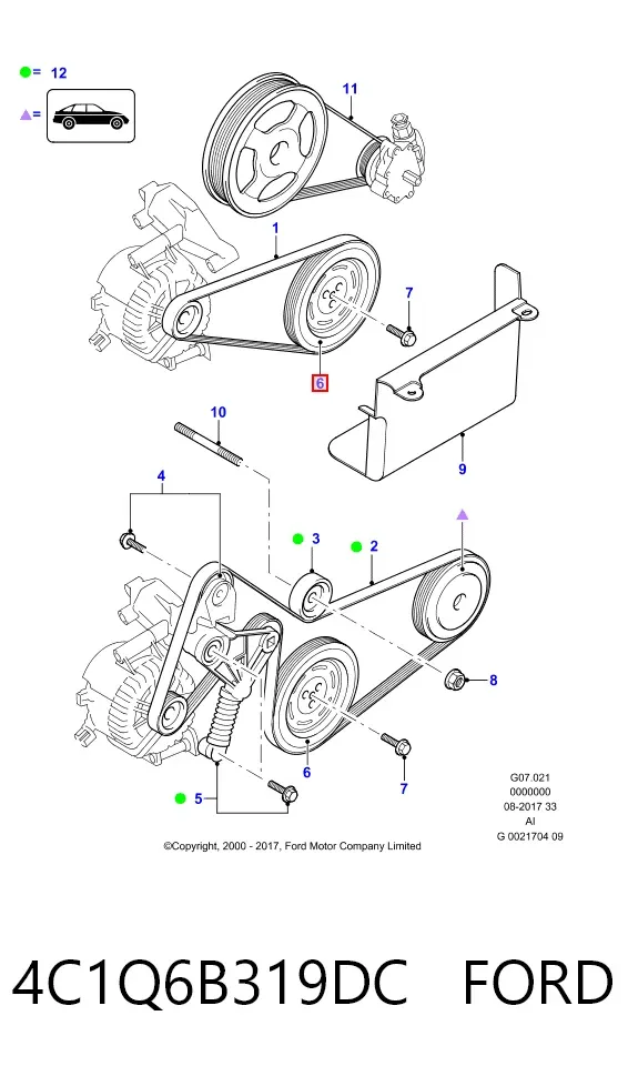 Шкив коленвала 4C1Q6B319DC Ford