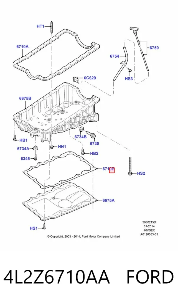 Прокладка поддона картера 4L2Z6710AA Ford
