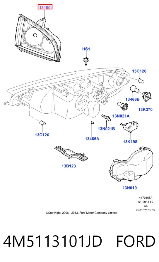 Левая фара 4M5113101JD Ford