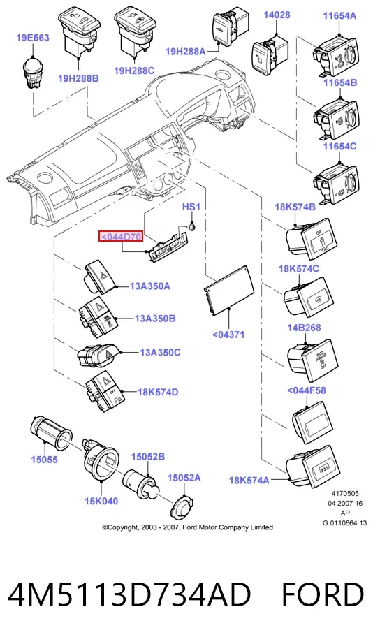  4M5113D734AD Ford
