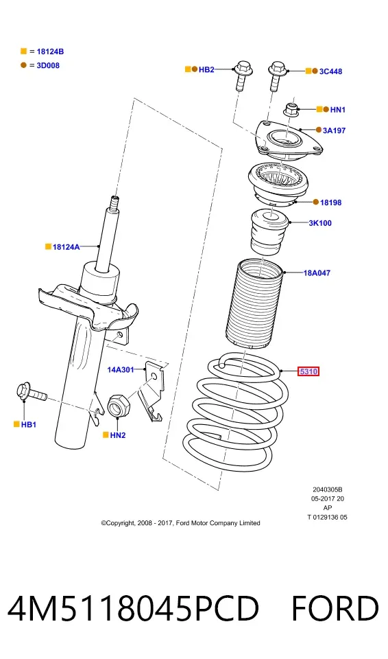 Амортизатор передний левый 4M5118045PCD Ford