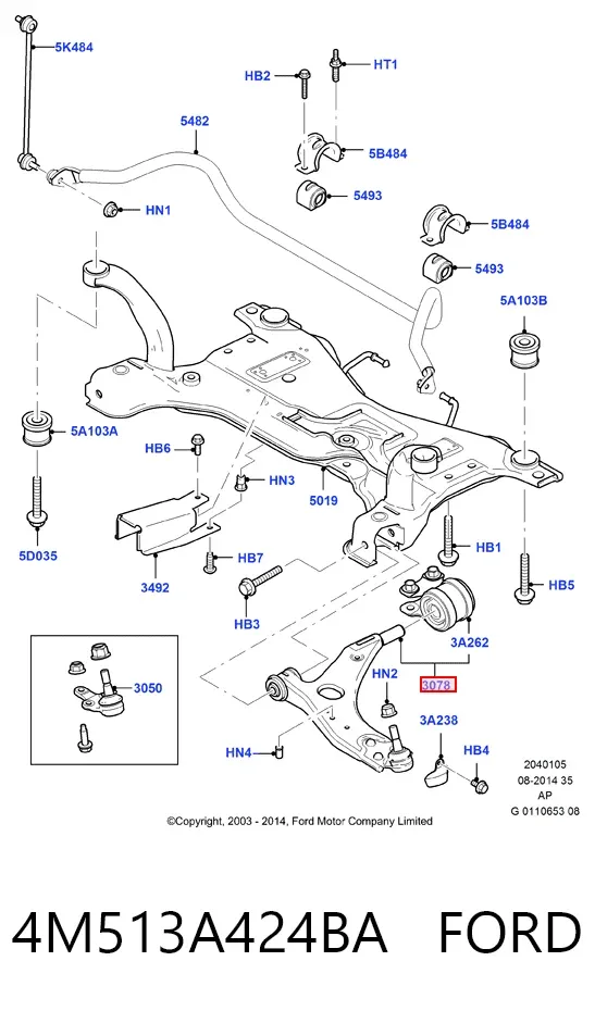 Рычаг передней подвески левый 4M513A424BA Ford