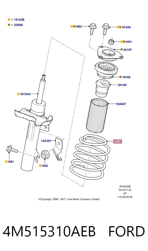 Передняя пружина 4M515310AEB Ford