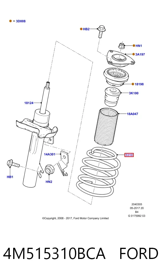 Передняя пружина 4M515310BCA Ford