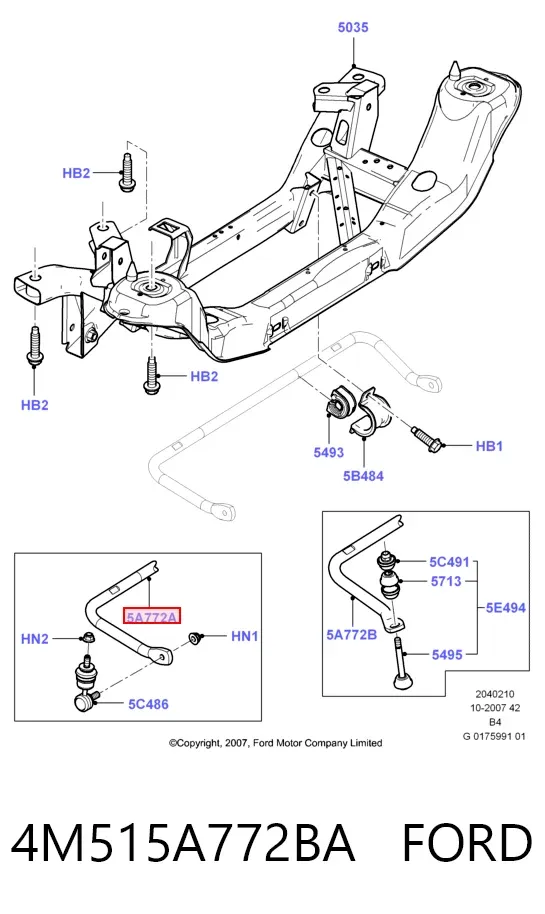Стабилизатор задний 4M515A772BA Ford