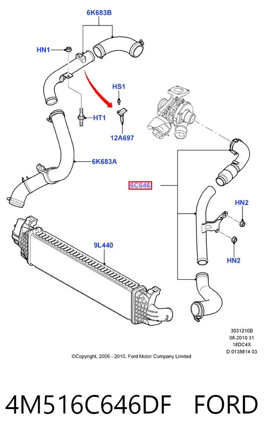Патрубок интеркулера 4M516C646DF Ford