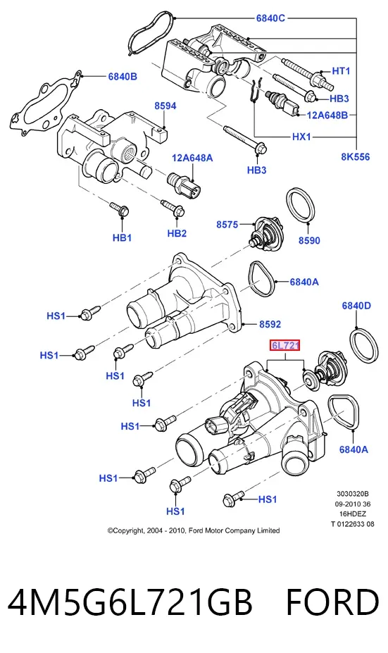 Термостат 4M5G6L721GB Ford