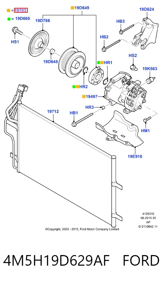 Компрессор кондиционера 4M5H19D629AF Ford