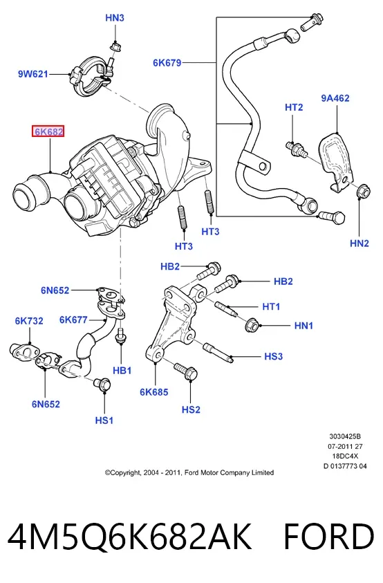 Турбина 4M5Q6K682AK Ford