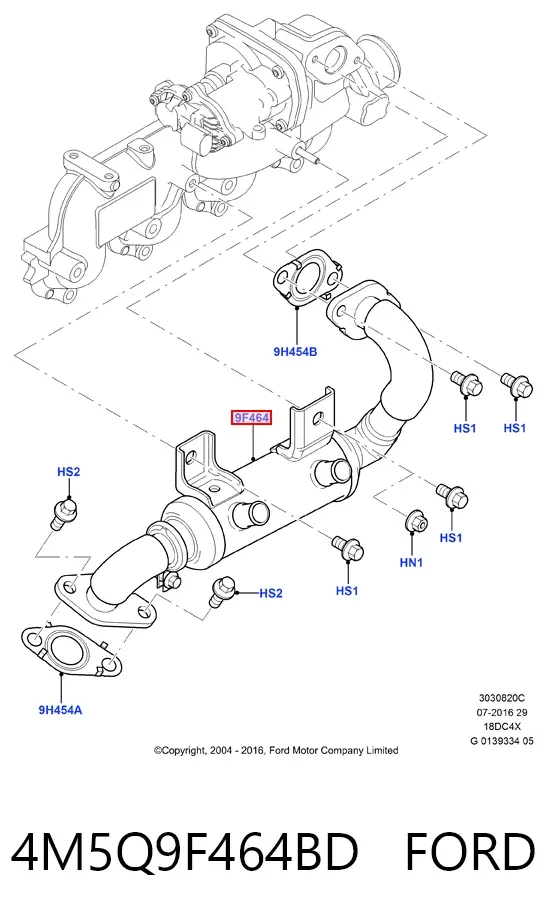 Радиатор системы EGR 4M5Q9F464BD Ford