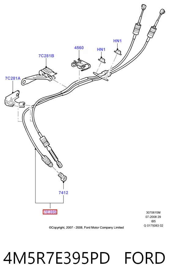 Трос КПП 4M5R7E395PD Ford