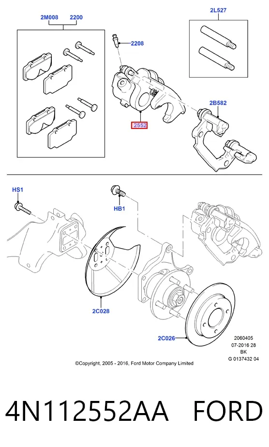Суппорт задний правый 4N112552AA Ford