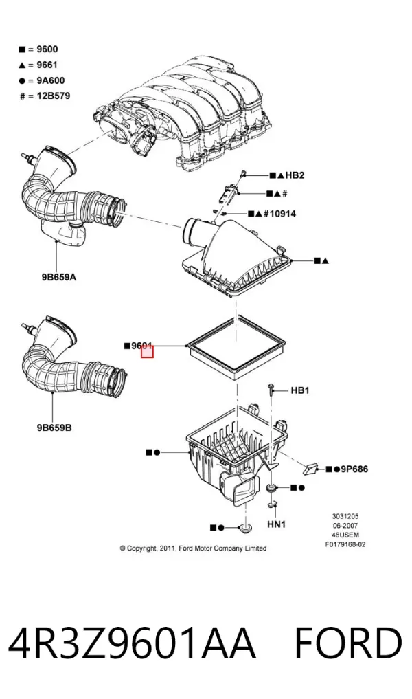Воздушный фильтр 4R3Z9601AA Ford