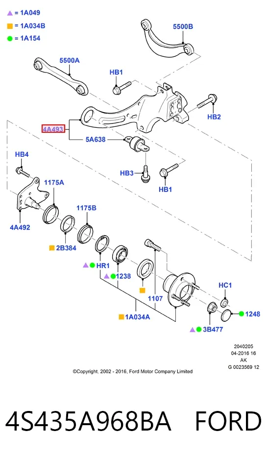 Рычаг (тяга) задней подвески продольный нижний правый 4S435A968BA Ford