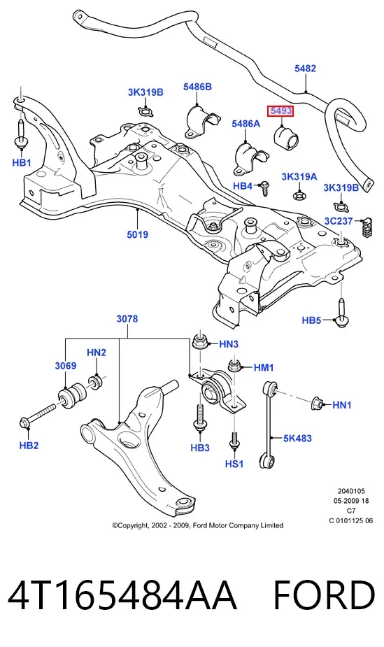 Втулка стабилизатора переднего 4T165484AA Ford