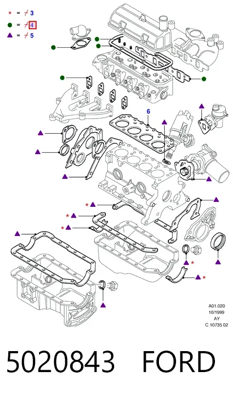 Комплект прокладок 5020843 Ford