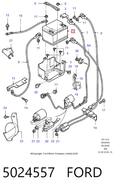 Автоаккумулятор Форд 44 А/ч 12 В (5024557)