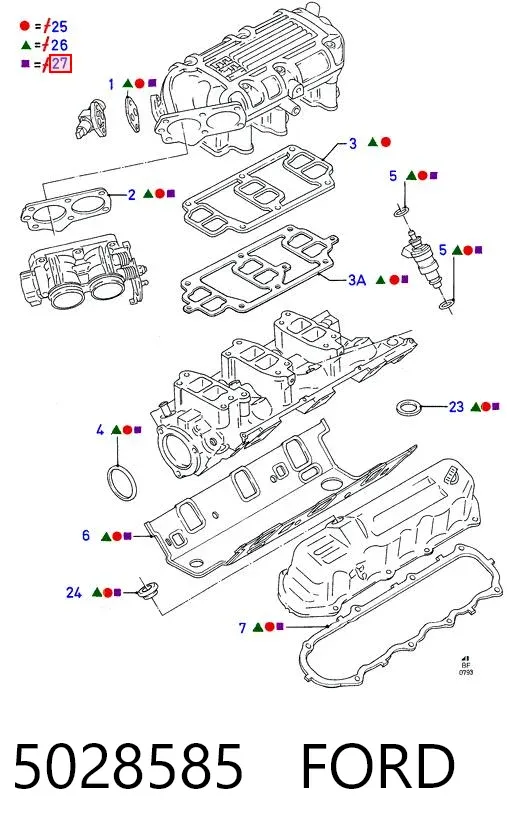 Верхний комплект прокладок двигателя 5028585 Ford