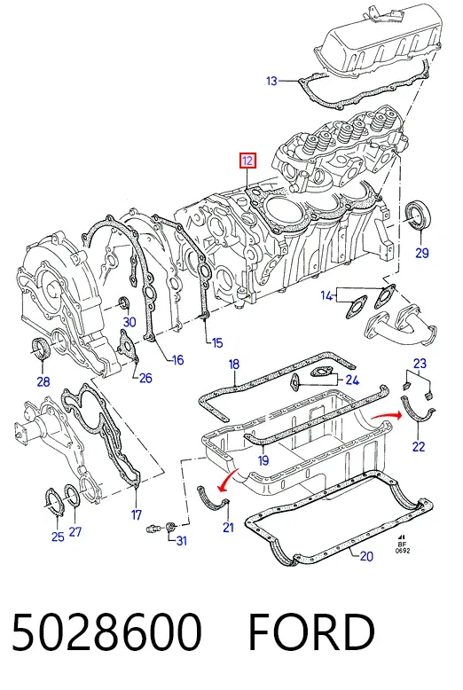 Правая прокладка ГБЦ 5028600 Ford