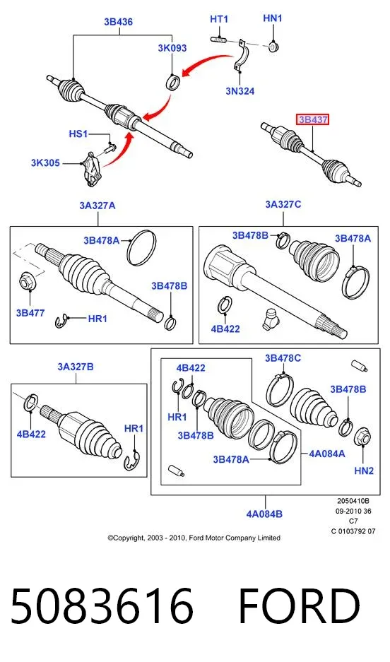 Левая полуось 5083616 Ford