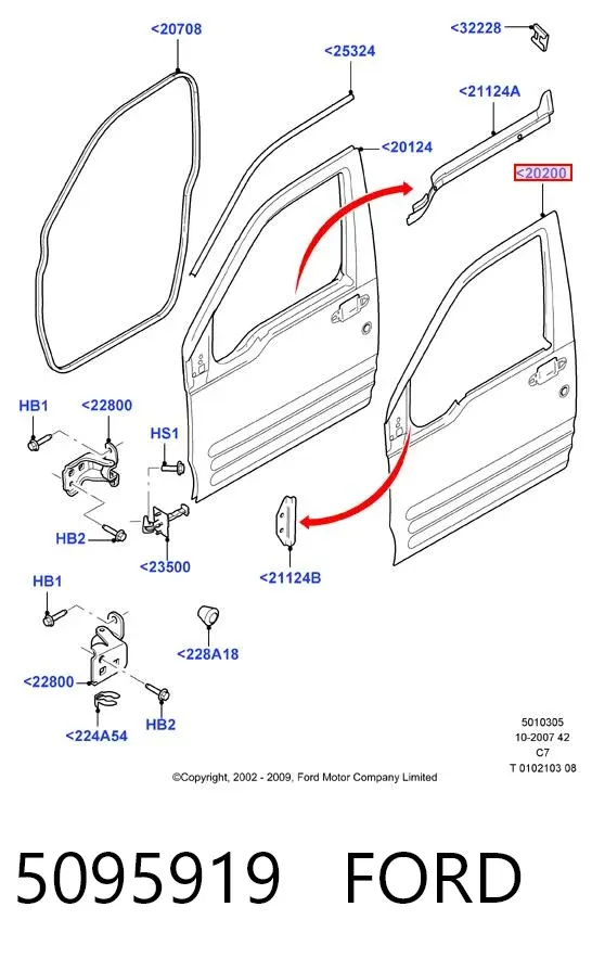 Панель-щека двери передней левой 5095919 Ford