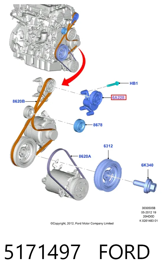 Натяжитель приводного ремня 5171497 Ford