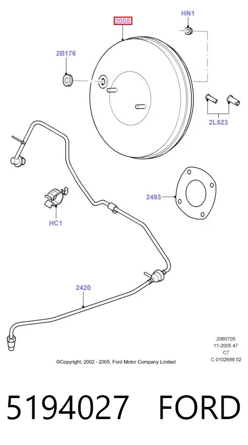 Усилитель тормозов 5194027 Ford
