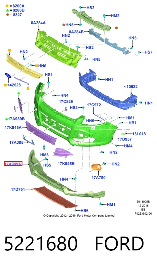 Спойлер переднего бампера 5221680 Ford