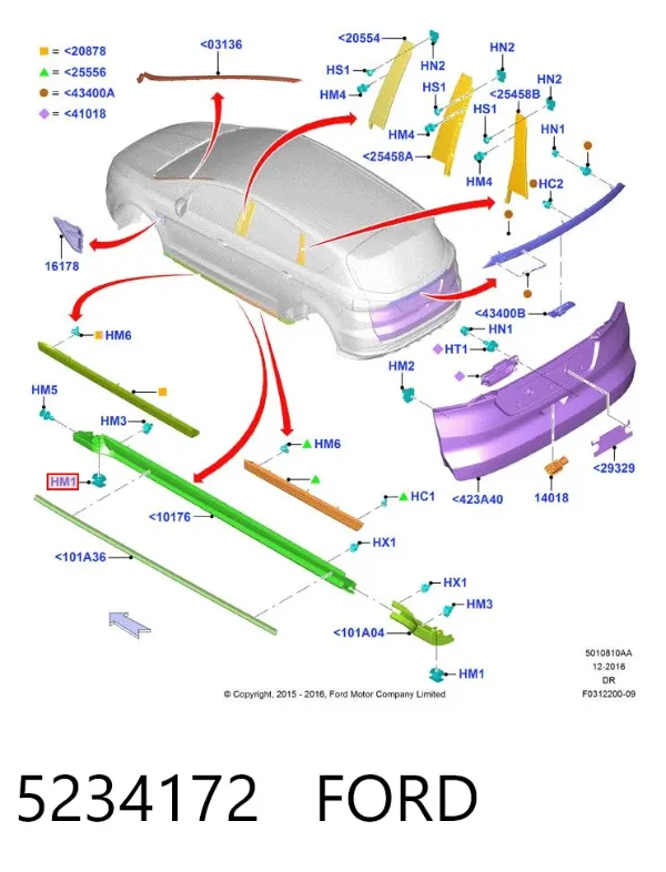 Клипса крепления накладок порогов 5234172 Ford