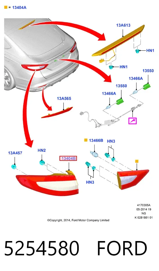 Фонарь задний правый внешний 5254580 Ford