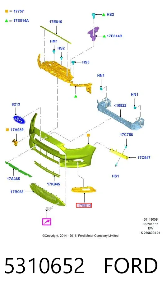 Решетка бампера переднего левая 5310652 Ford