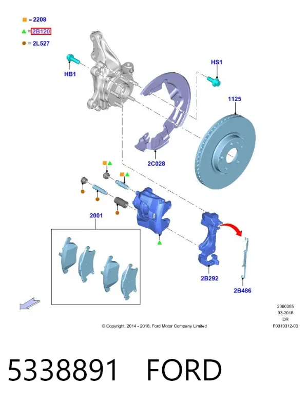 Суппорт тормозной передний левый 5338891 Ford