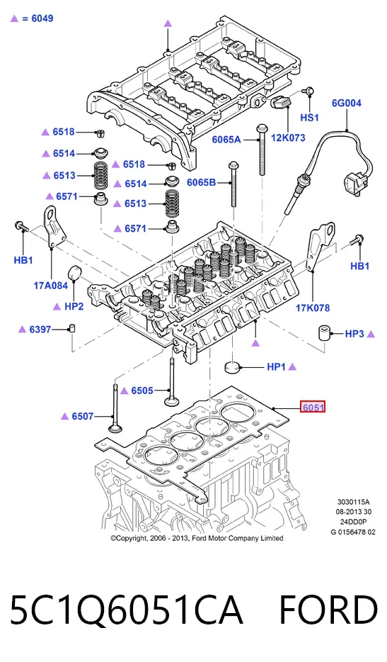 Прокладка ГБЦ 5C1Q6051CA Ford