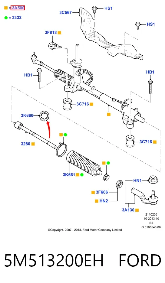Рулевая рейка 5M513200EH Ford