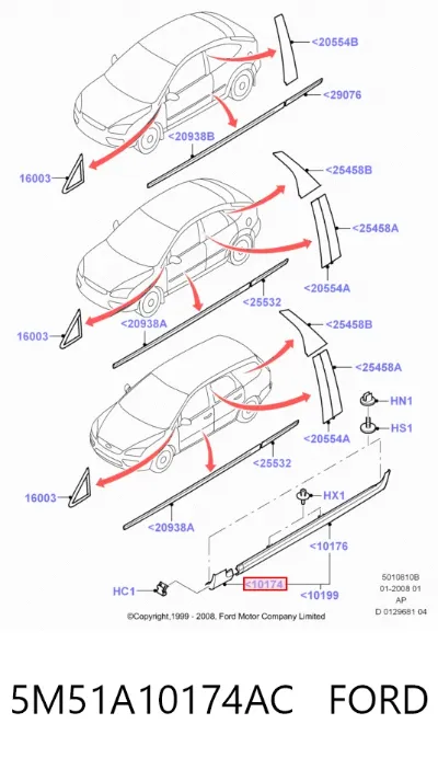 Накладка (молдинг) порога наружная передняя правая FORD 5M51A10174AC