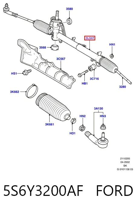 Рулевая рейка 5S6Y3200AF Ford