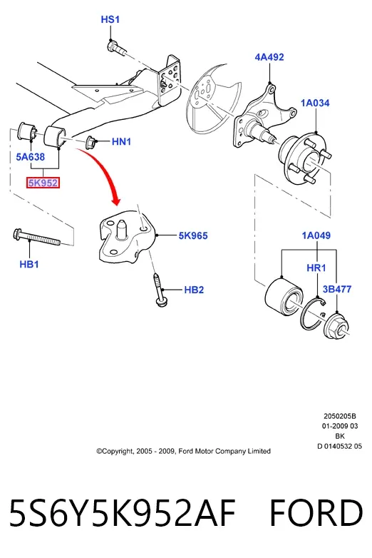 Подрамник задний 5S6Y5K952AF Ford