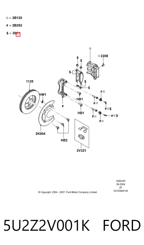 Передние тормозные колодки 5U2Z2V001K Ford